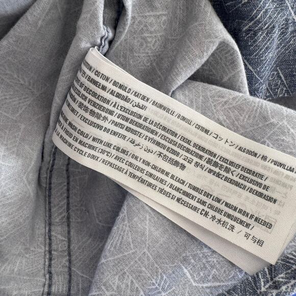 Hollister Mens Medium Blue Pattern Button Front Long Sleeve Cotton Shirt - Picture 6 of 8